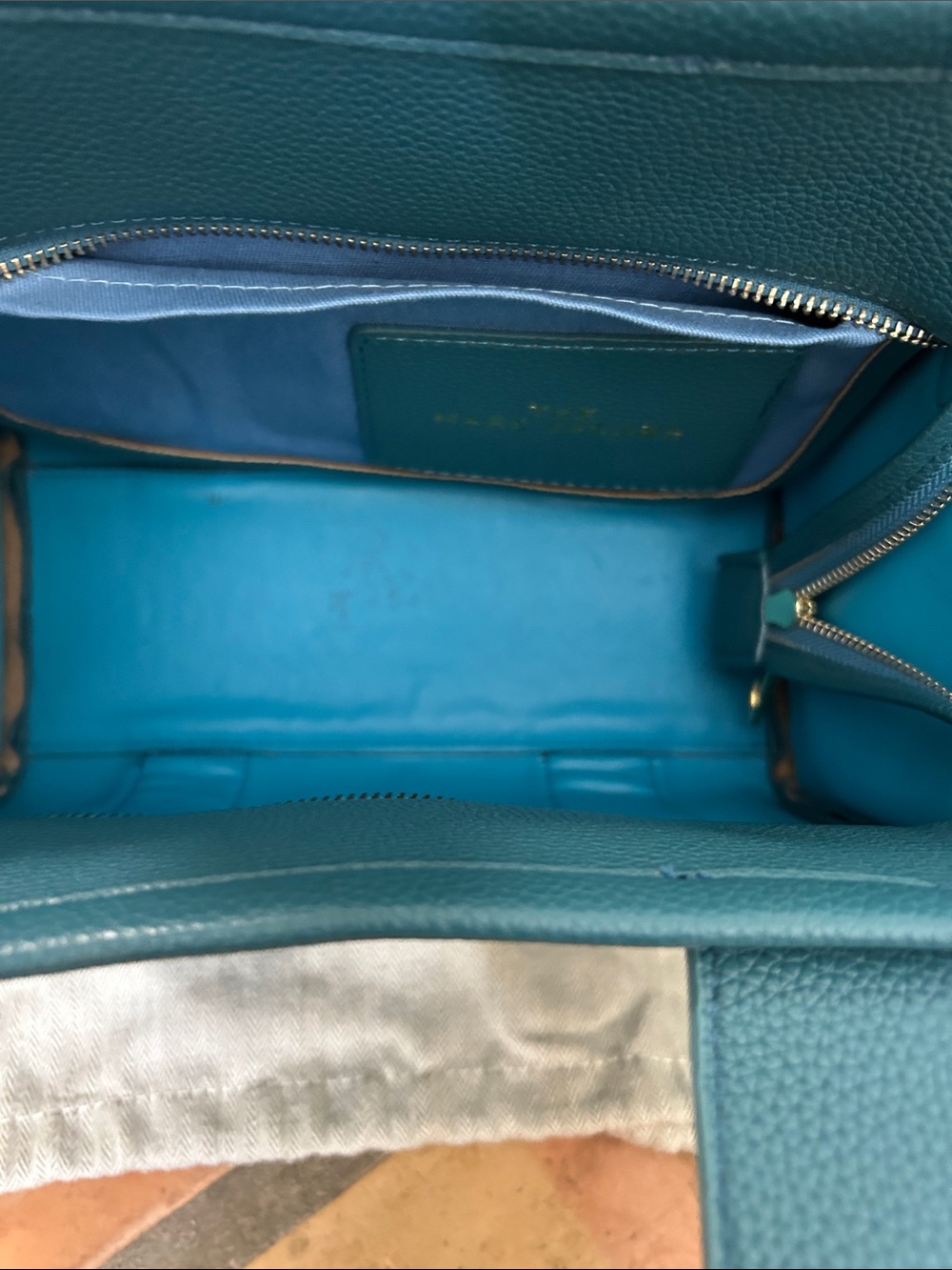Marc Jacobs Teal Pebbled Leather Logo Tote - Picture 7 of 8
